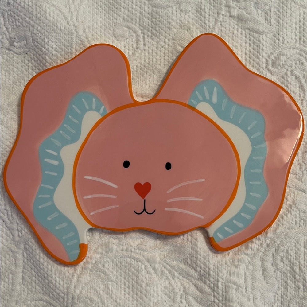 Coton Colors Pink and Orange Bunny Plate